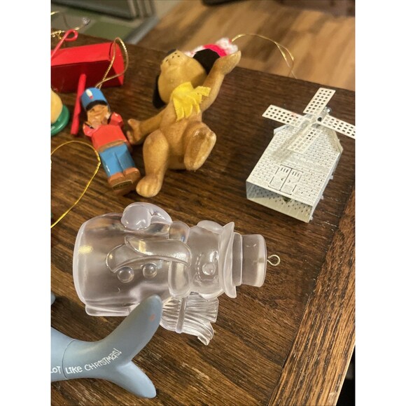 Vintage Christmas Ornament Lot Santa Lenox Hong Kong Horse Bear Glass Wood - Picture 7 of 10